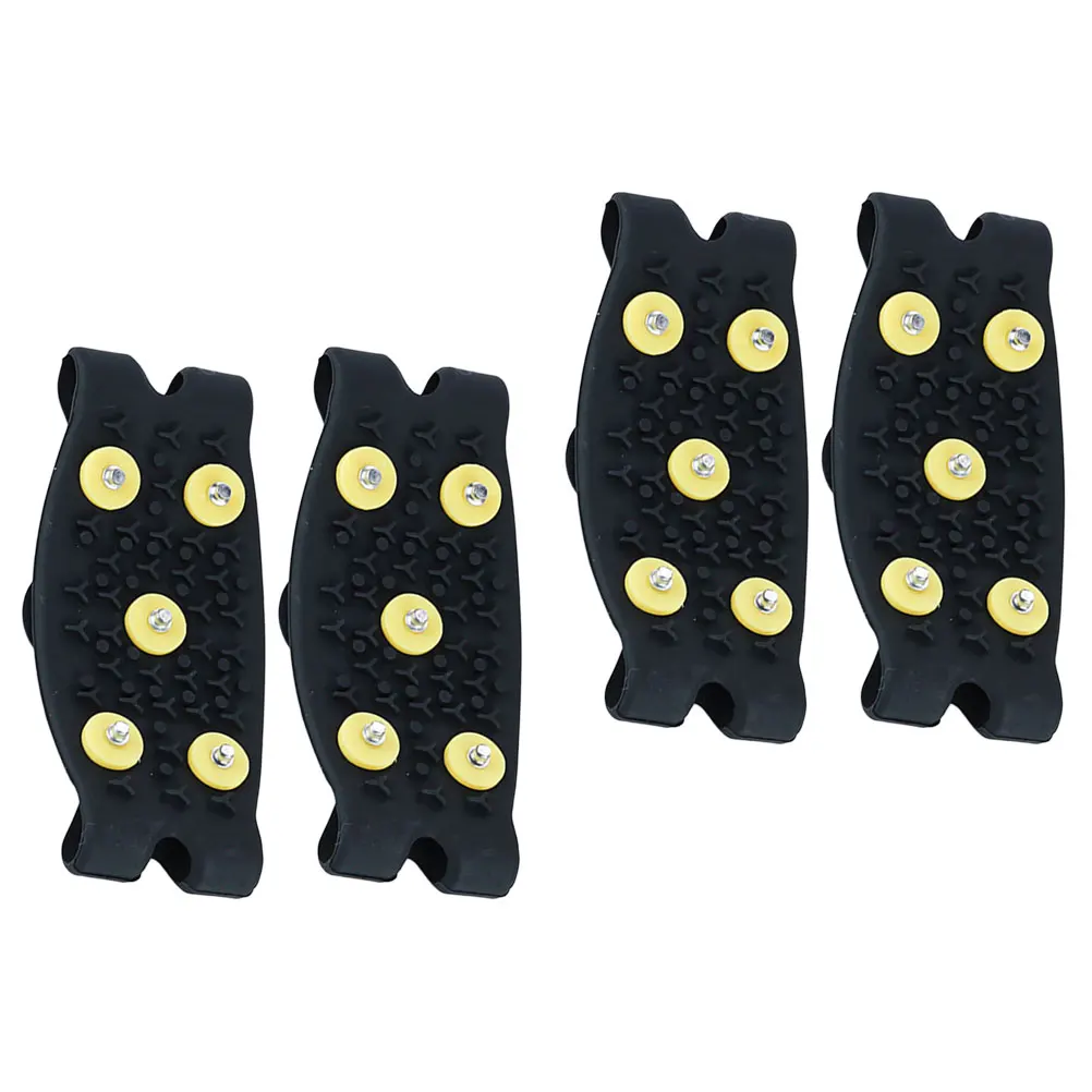 

2 Pairs TPE Ice Cleats Non slip Studs Winter Snow Grippers Kids Climbing Crampon Outdoor Supplies Black Shoe Covers