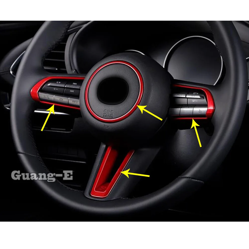 For Mazda 3 Mazda3 Axela M3 2019 2020 2021 2022 Car Styling Sticks Steering Wheel Bottom Interior Kit Trim Frame Lamp Parts Hood