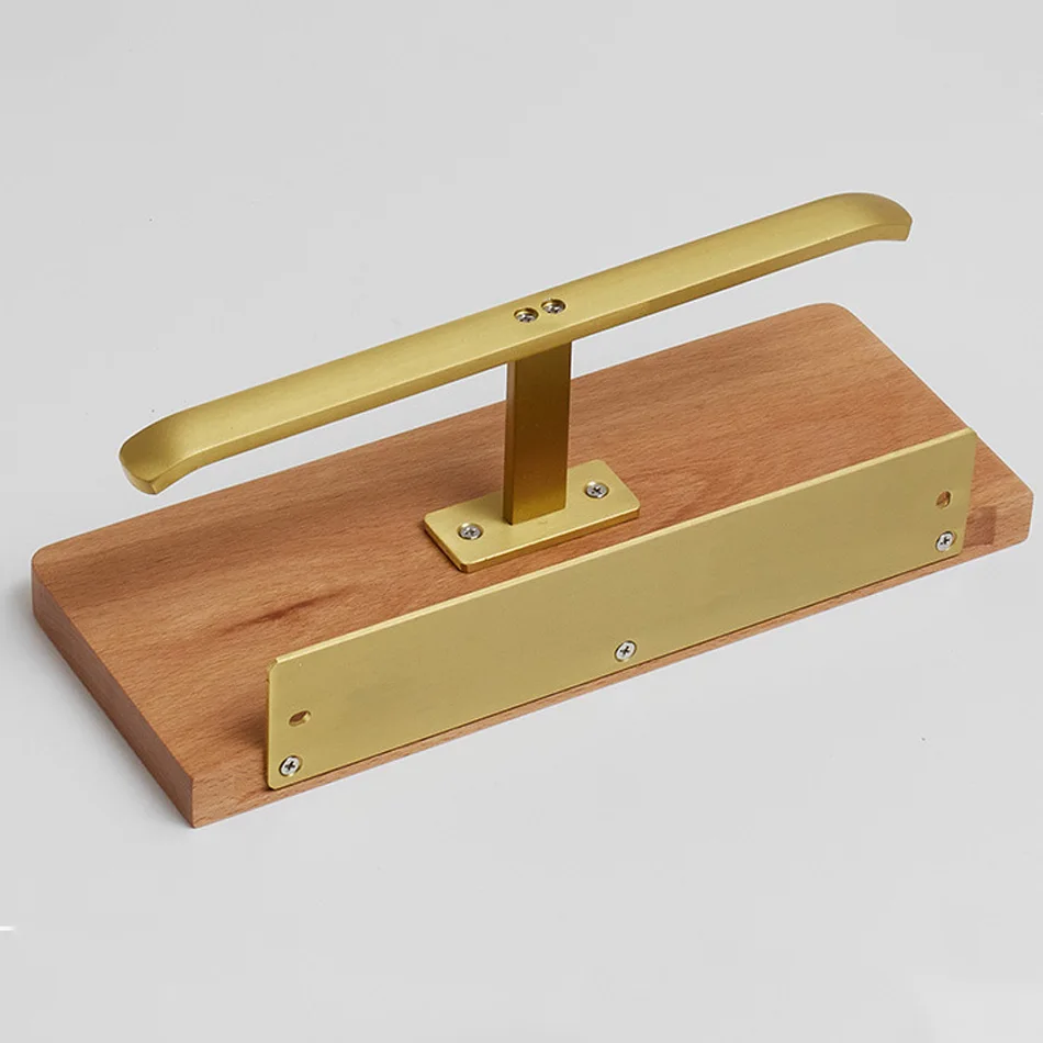 Double Paper Holder with Shelf Beech Wood  Mounted Bathroom Kitchen Tissue Holders Gold Toilet Paper Towel Roll Rack Hanging