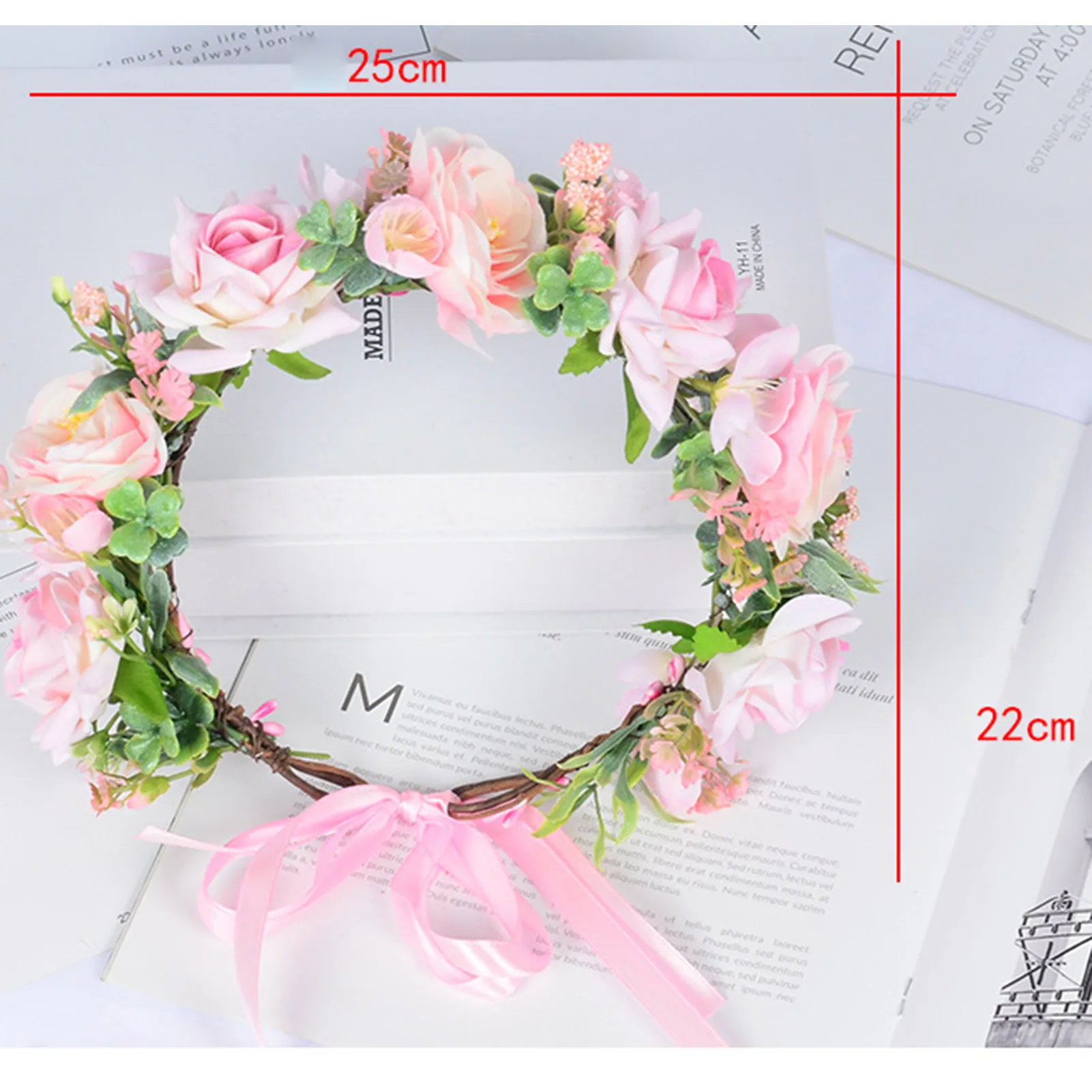 Floral Garland Crown Headpiece Forest Style Simulated Flower Hairband for Bridesmaid Wedding Dating