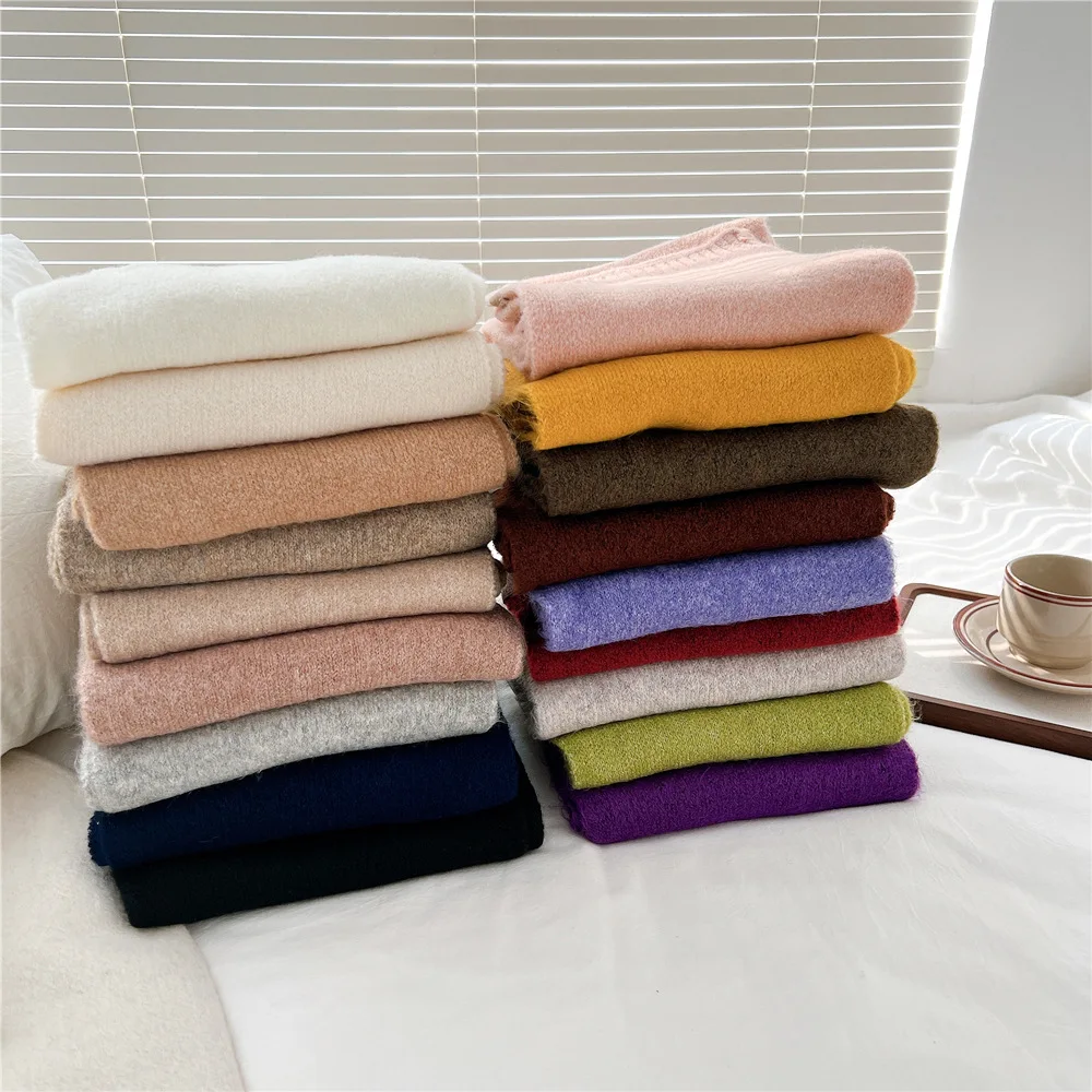 

Basic Knit Scarf for Women, Winter Solid Color, Versatile and Warm Neck Warmer