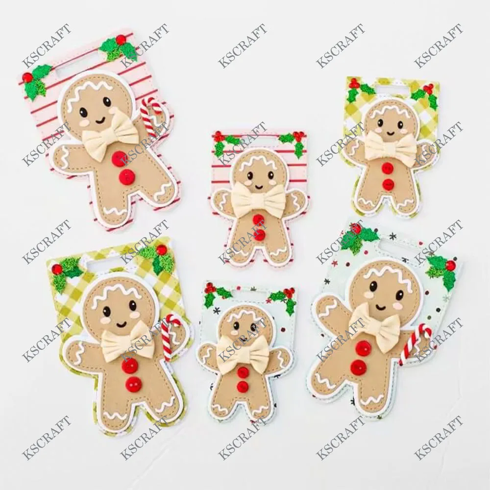 KSCRAFT Gingerbread Man Bag Topper Fustelle Stencil per Scrapbooking fai da te Goffratura decorativa Carte di carta fai da te