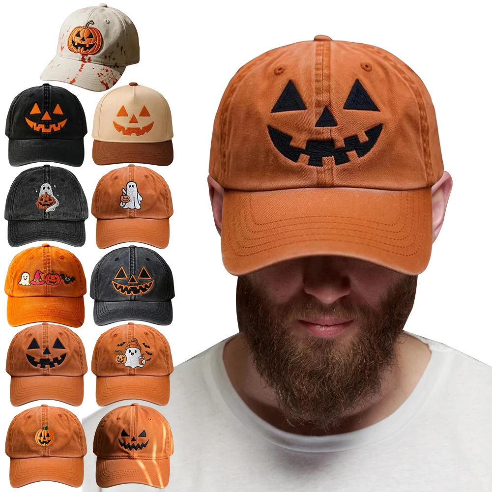 Unisex Baseball Cap Halloween Pumpkin Fashion Hats Embroidery Cap Casual Women Men Baseball Caps Soft Breathable Golf Sun Cap