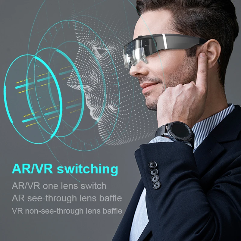 Luxury 3D AR/VR Smart Glasses Cinema-level 200-inch Big Screen Support 0-500 Myopia Ultra-light thin Foldable Home Game Device