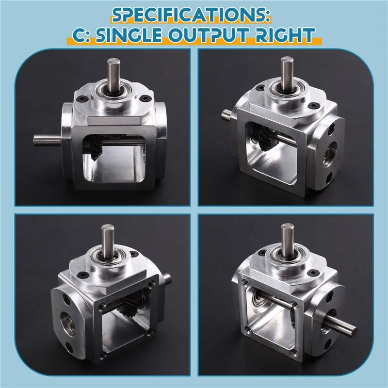 2X Gearbox 90 Degree Right Angle Bevel Gear-Box With Mounting Hole 1:1 Shaft 1 Module 20 Teeth Bevel Gear C-A21R