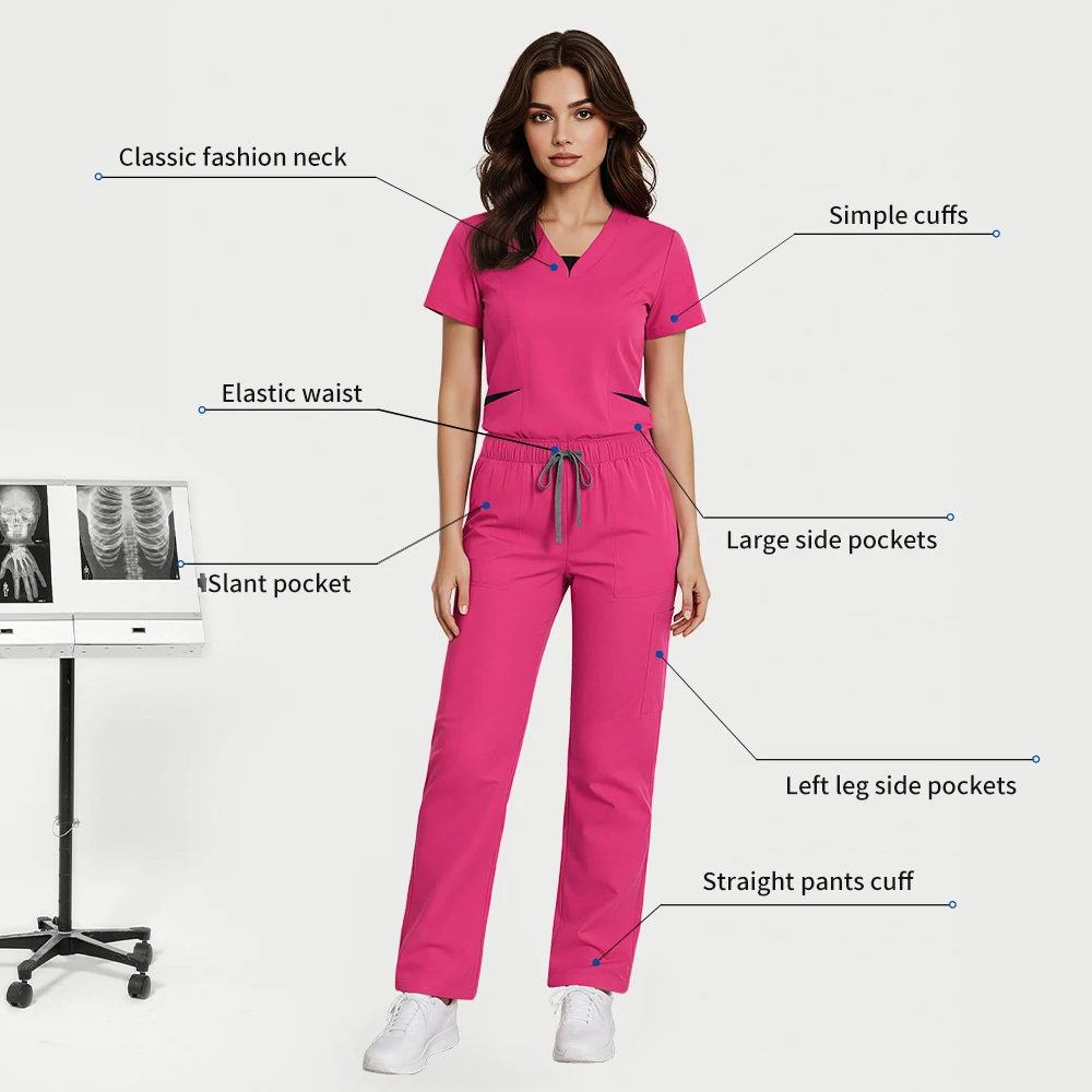 Niaahinn Medical Suits Women Dental Clinic Surgical Clothes Lab Suit with Pockets Veterinary Uniforms Wholesale Nursing Workwear