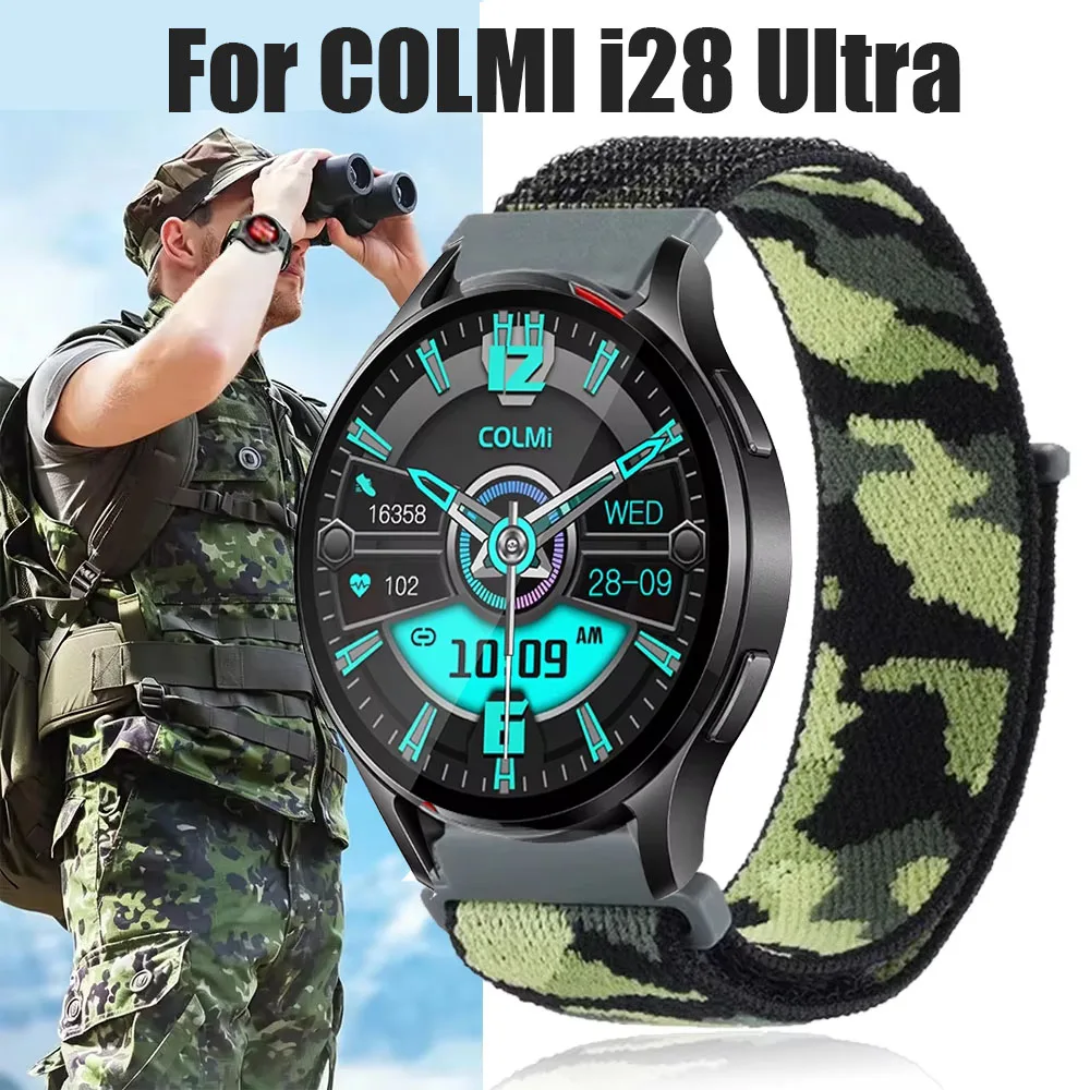 Camouflage Nylon Loop Smartwatch 20MM Bracelet For COLMI i28 Ultra Correa Band For COLMI i28 Ultra Women Men Wristband