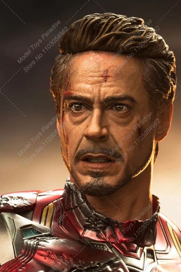 MAXNUT M001DX 1/6 Men Soldier Iron Man Head Sculpt Super Hero Tony Battle Damaged Head Carving Fit 12inch Action Figure Body