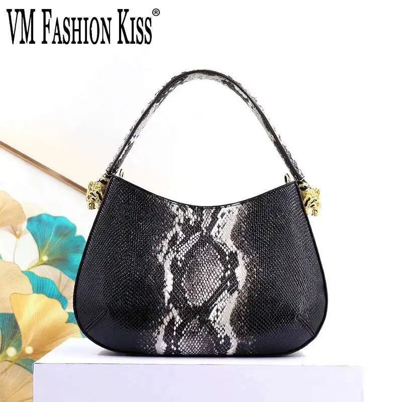 

VM FASHION KISS Сумка со змеиным принтом Сумка-тоут из микрофибры из синтетической кожи Женская сумка через плечо под мышками Роскошный дизайн