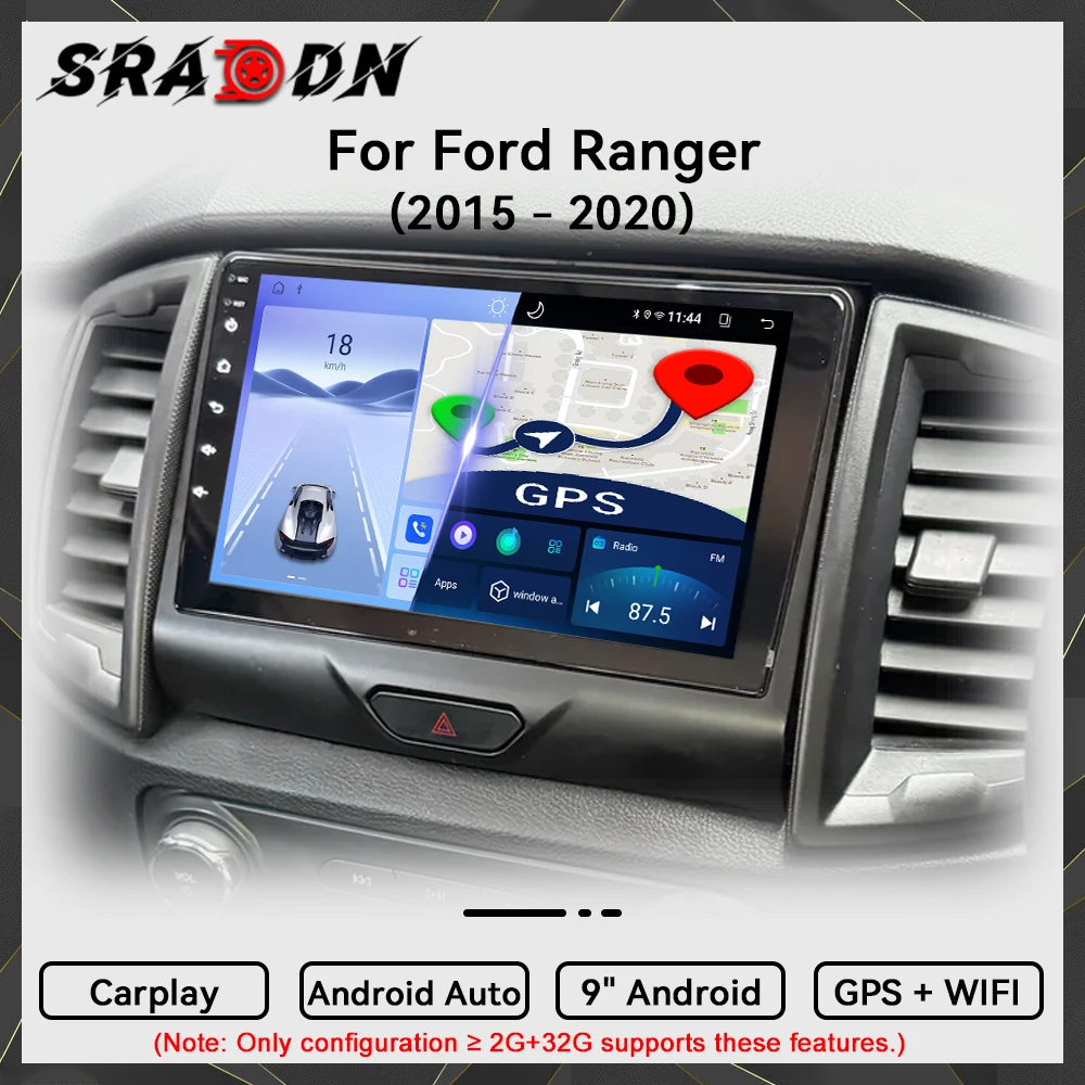Para Ford Ranger 2015 2016 2017 2018 2019 2020 Rádio Automóvel Android Multimédia Video Player GPS Navegação Carplay Ecrã Táctil Estéreo Automóvel Sistemas Inteligentes