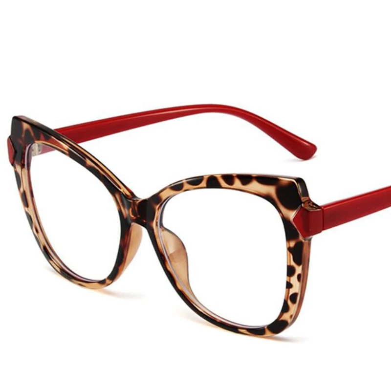 Luxury Brand Oversized Cat Eye Reading Glasses Women 2024 Vintage Eyeglasses TR90 Computer Blue Protection Glasses Leopard Red