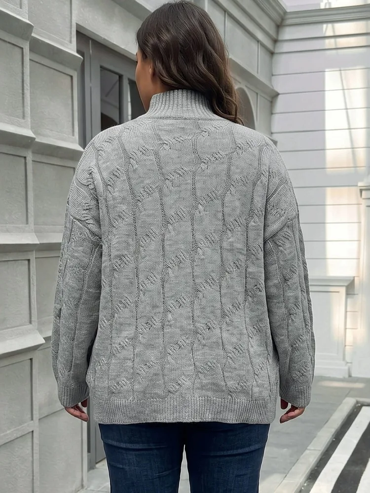Women's Plus Size Casual Knitted Winter Long Sleeve Knitting Sweater Loose T-shirt Sports Outdoor Top Women Clothing Oversized view 4