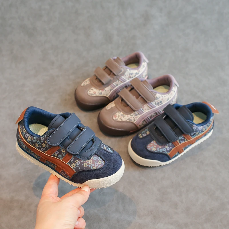 Kids'Casual Shoes Sneakers PU Leather Floral Pattern Fashion Autumn Shoes For Girls Breathable Anti-slip Purple Blue Size 23-36