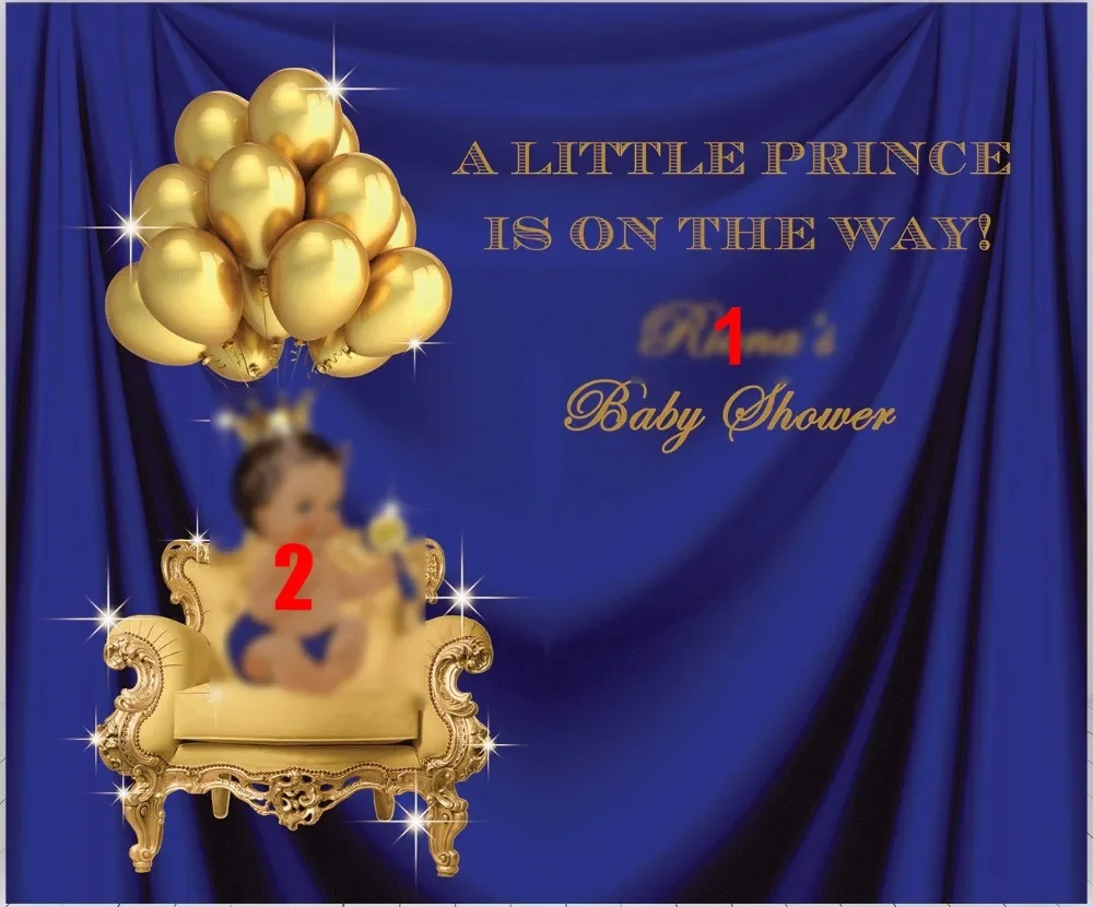 custom gold and royal blue prince crown backdrop  High quality Computer print party background