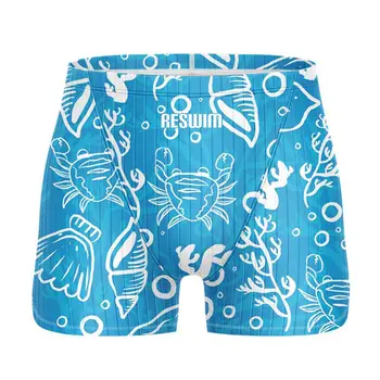 Striped Cartoon Boys Swimsuit Set 5 New Men's Swim Jammer Swimsuit Shorts Athletic Training Summer Boy's Beach Tights Swimwear Quick Dry Swimming Trunks Surf Pants 5
