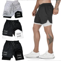 Custom Your Own Design Men Shorts 2 In 1 Double-deck Quick Dry GYM Sport Shorts Fitness Jogging Workout Men Sports Short Pants