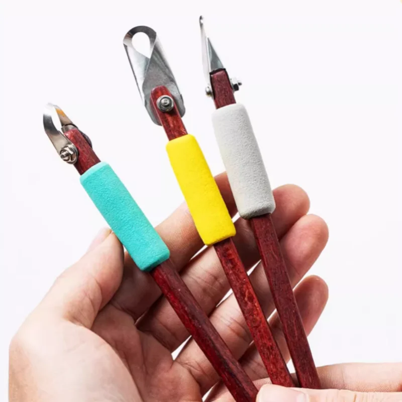 New Pottery Tools Ring Carving Knife Wooden Handle Single Head Scraper DIY Ceramic Sculpture Scraping Texture Carving Tools view 2