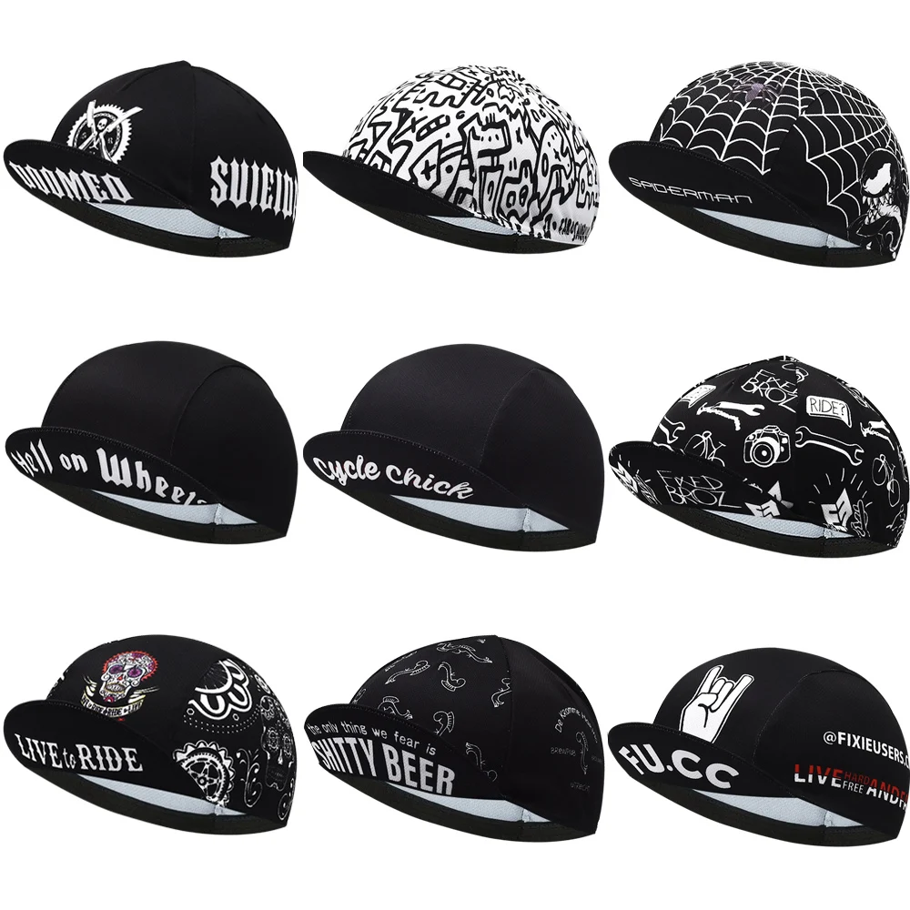 Classic Black Cycling Caps Breathable Quick Dry Bicycle Hats