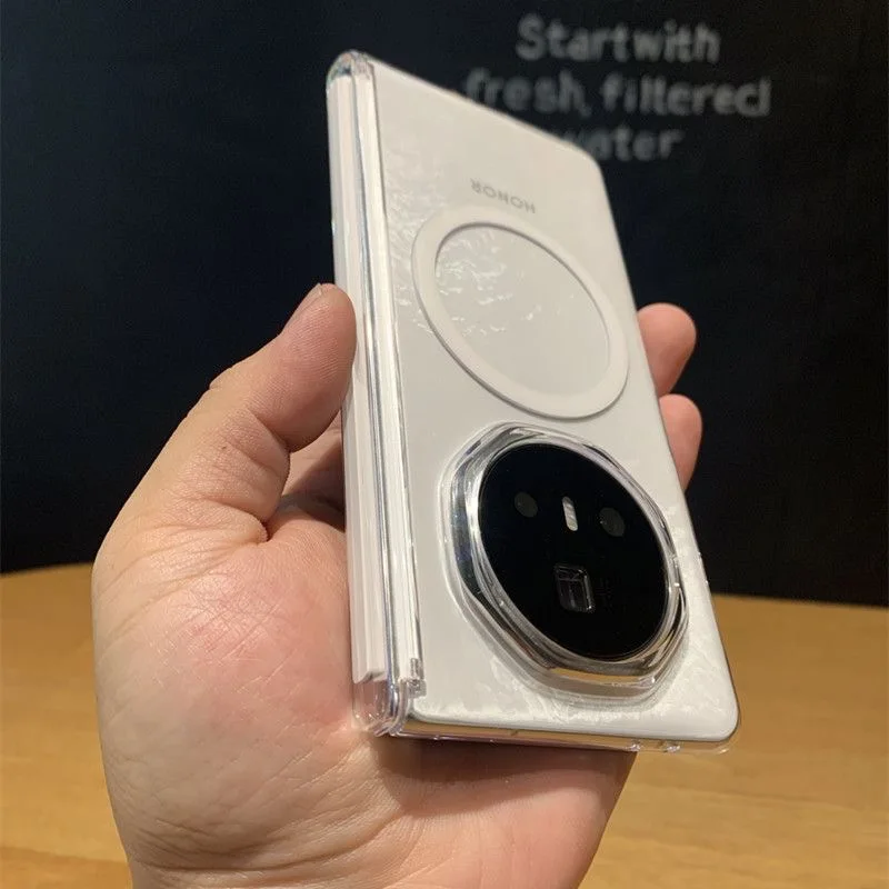 حافظة لهاتف هواوي هونور ماجيك V5 شفافة مغناطيسية للشحن اللاسلكي غطاء خلفي واقٍ لهاتف هونور ماجيك V5 V3 VS3 Shell