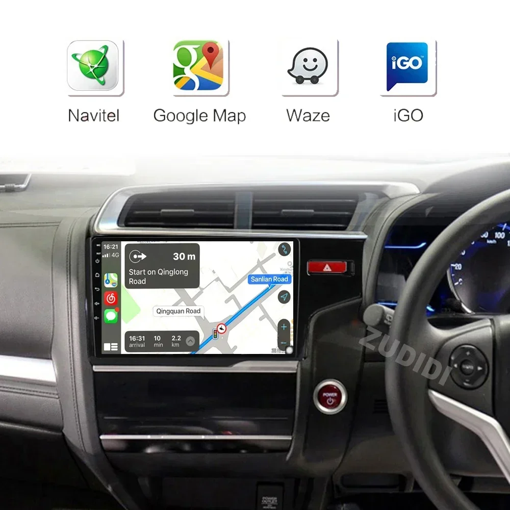 9\'\' Android Car Radio For Honda Fit Jazz 2013 2014 2016 2018 Stereo GPS Navigation Multimedia Player Screen Head Unit Tuning