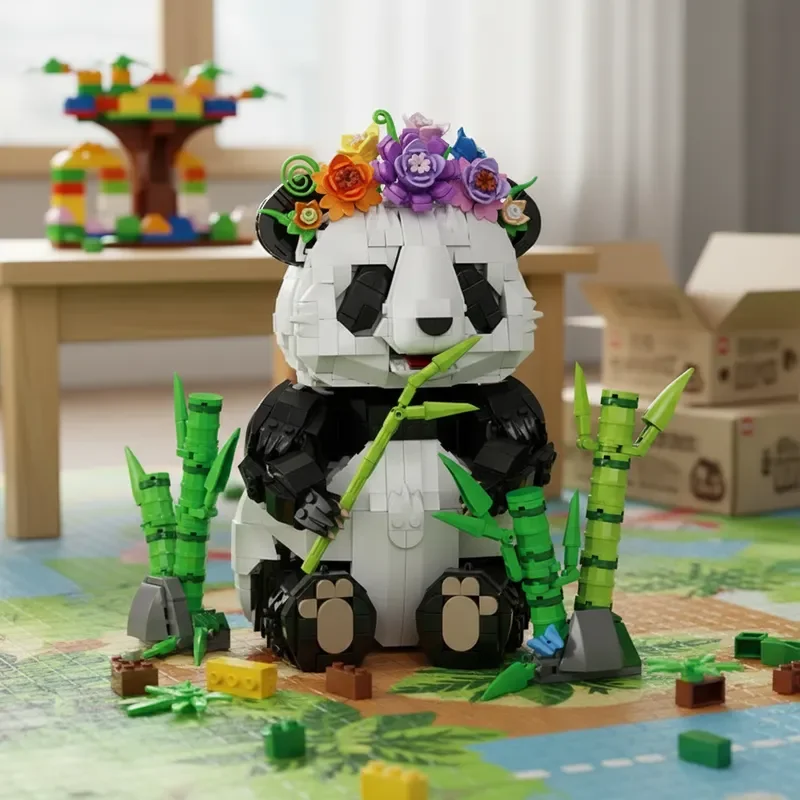 

1501pcs Creative Building Blocks Set Chinese Panda and Bamboo Forest Cute Animal Model Desktop Decor DIY Assembly Bricks Toys