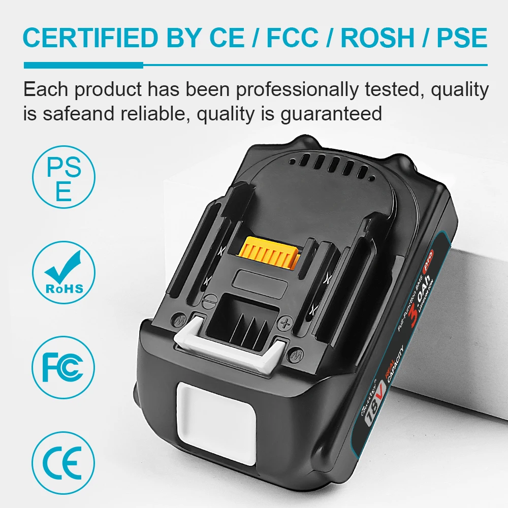 Waitley Battery Pro pro Makita 18V elektrické nářadí Dobíjecí baterie s články Samsung / Náhradní příslušenství BL1860 - náhled 6