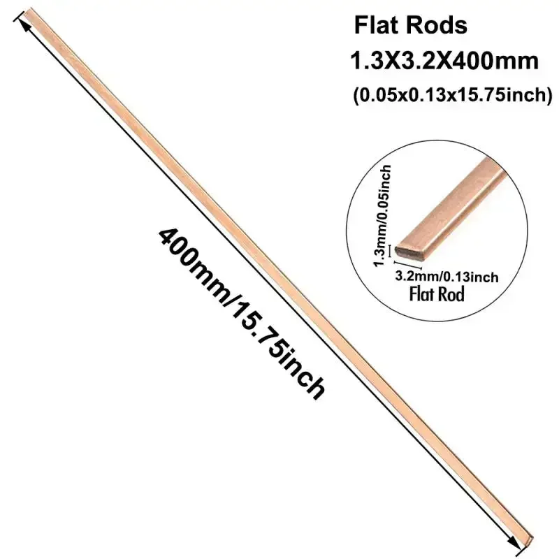 10/5Pcs Phosphor Bronze Welding Rods, Round & Flat 50/40cm Electrode for Coppers Brazing, Electrical and Mechanical Repair