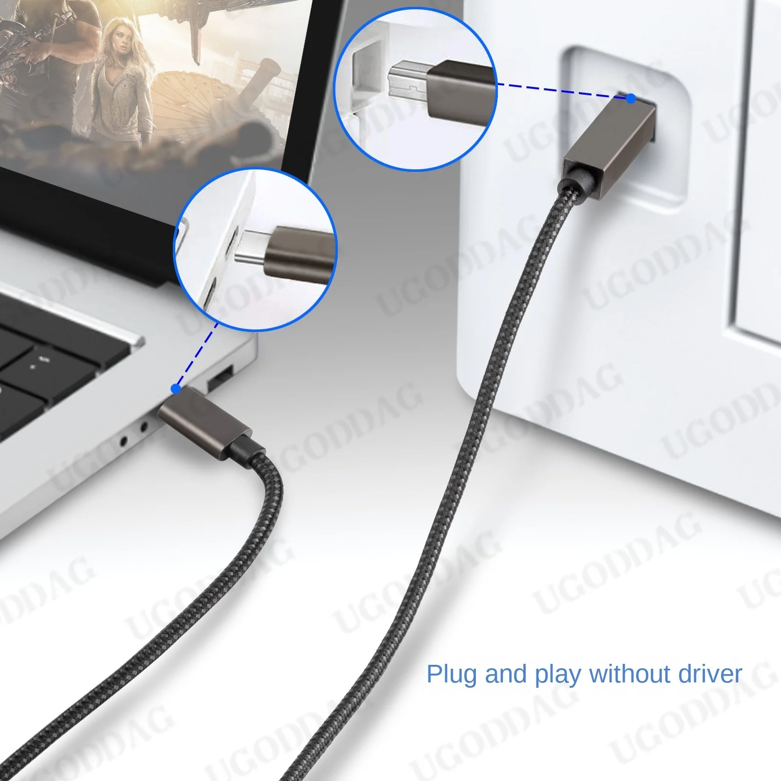 Type-C 3.0 Printer Cable Type-C To USB B 5Gbps Fast Speed Cord for MacBook HP Computer PC Laptop Scanner USB Printer 1M/2M/3M