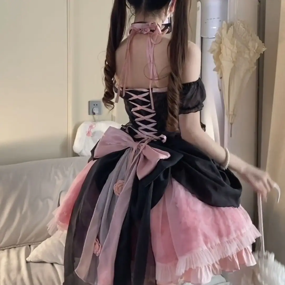 Japan Rose Lolita Jurk Bruiloft Elegante Visgraat Escape Zware Industrie Pluizige Staart Verjaardag