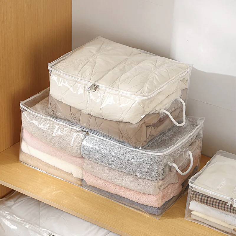 New Clothing Quilt Storage Bag Large Capacity Clothes Luggage Moving Bag PEVA Visual Portable Storage Box Storage Organizer