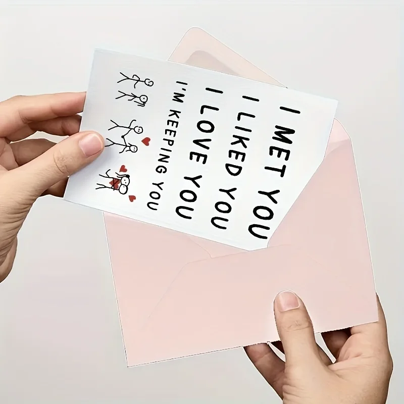 1 PC I Met You, I Like You, I Love You, I Am Keeping You Greeting Cards, Love Relationship Greeting Cards Gifts, First Together - view 5