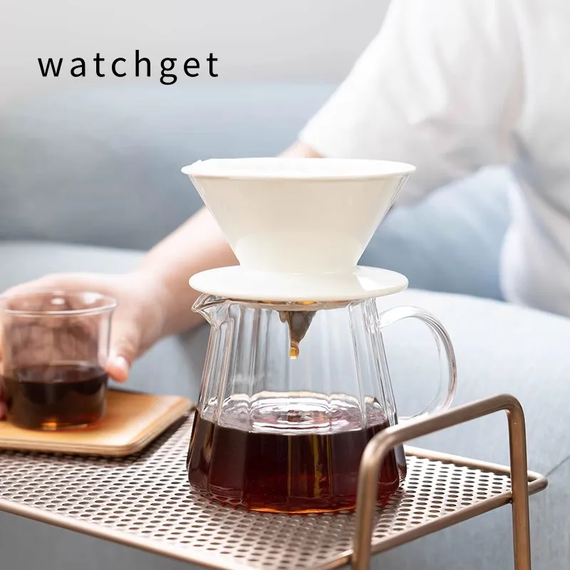 watchget Dripper 2-4Cups Pour Over Coffee Dripper Reusable Coffee Filter Cup Porcelain Coffee Dripper