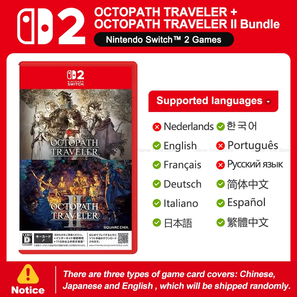 Nintendo Switch 2-game: OCTOPATH TRAVELER + OCTOPATH TRAVELER II-bundel, 100% nieuw, fysieke Nintendo-gamekaart, RPG-game voor NS2.