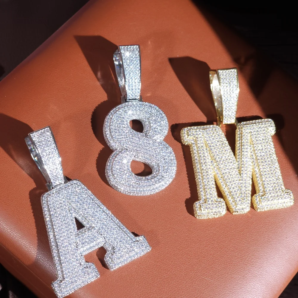 

ICECHARMI индивидуальный кулон с буквой A ~ Z, кубинская цепочка, полностью ледяная цепочка с фианитом, ювелирные изделия в стиле хип-хоп, подарок для мужчин и женщин