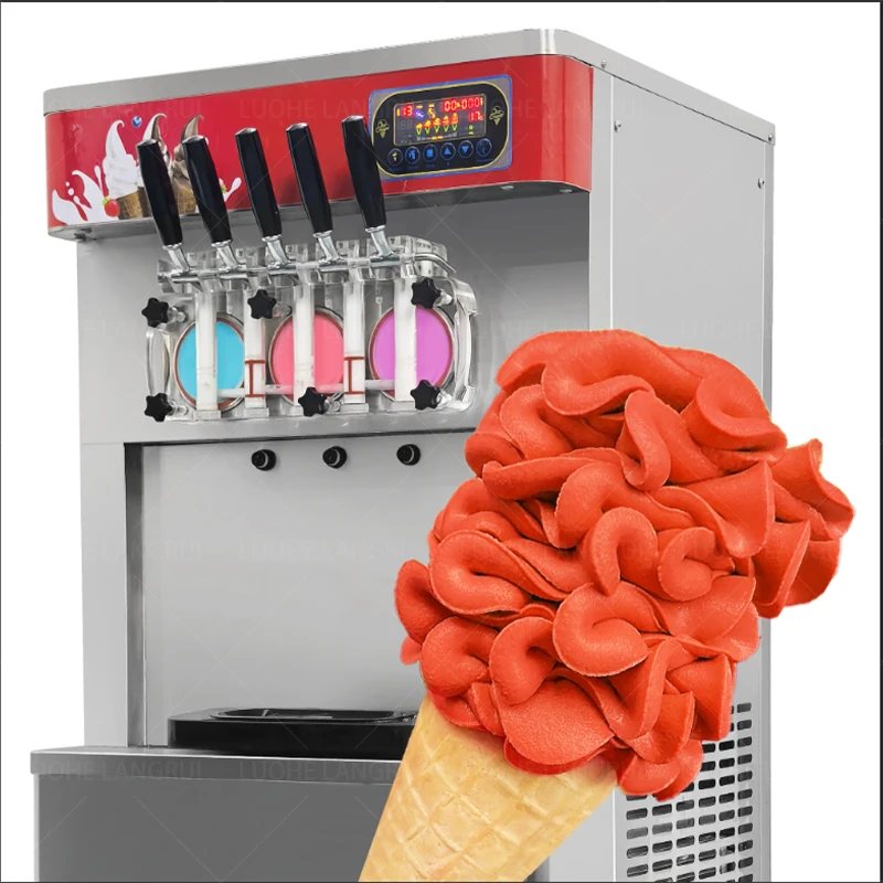 Manufacturer Price Automatic 3+2 Blended Flavor Soft Serve Ice Cream Machine Sundae Frozen Yogurt Freezer Oemodm