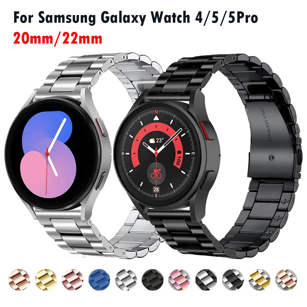 

Stainless Steel Bands 20MM 22MM Strap For Samsung Galaxy Watch4 46 42MM watch 5 40/44 Gear S2/3 For Huawei GT3p 46 43mm Bracelet