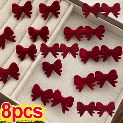 1/8pcs Red Velvet Bowknot Hairpin Cute Girl Little Bobby Pin Fashion Christmas Retro Barrettes Hair Clip Headwear Accessories