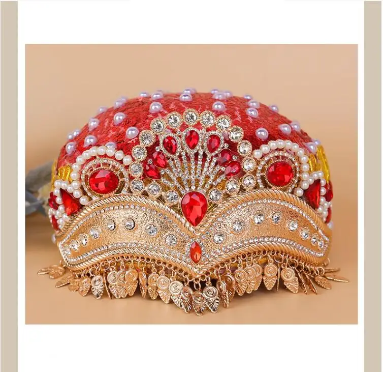 Xinjiang Dance Little Flower Hat Women's Ethnic Style Crown With Diamond Headwear