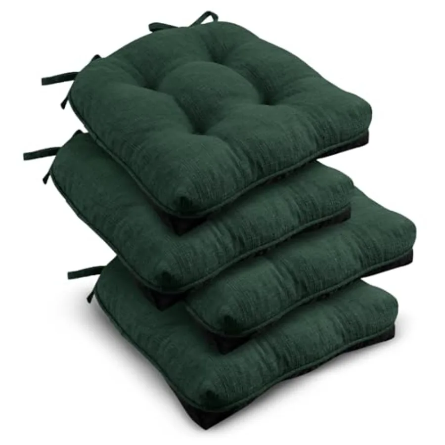 

Indoor Chair Cushions for Dining Chairs Tufted Overstuffed Textured Kitchen Chair Pads with Ties and Non-Slip Backing 16.5 x 16