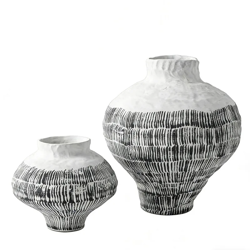 Wabi Sand Wind Retro Vase Coarse Pottery Jar Homestay New Chinese Ceramic Flower Arranger Balcony Flower Pot Decorative Ornament