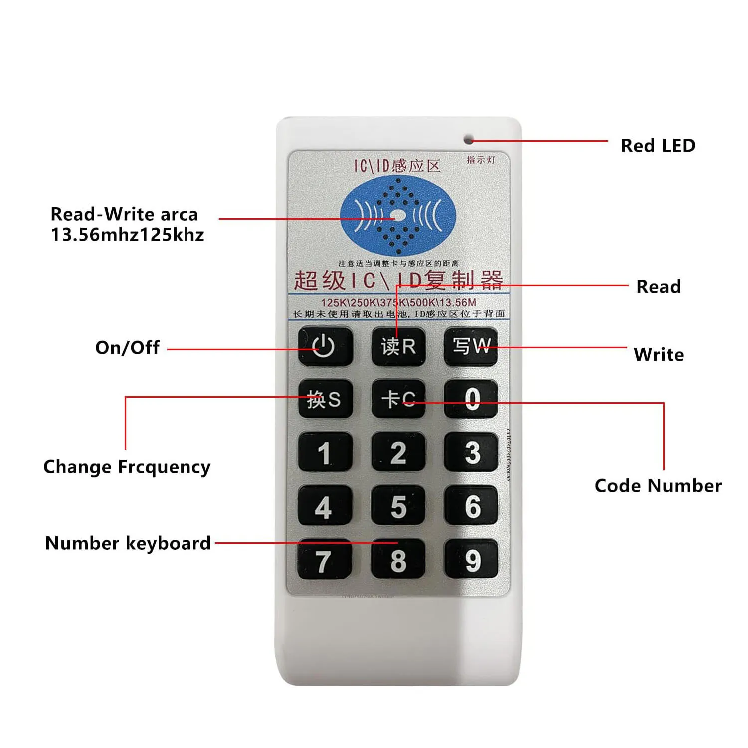 RFID 125Khz 13.56MHZ 복사기 복제기, 휴대용 핸드헬드 NFC IC 카드 리더 및 라이터, 액세스 제어 카드 태그 복사기