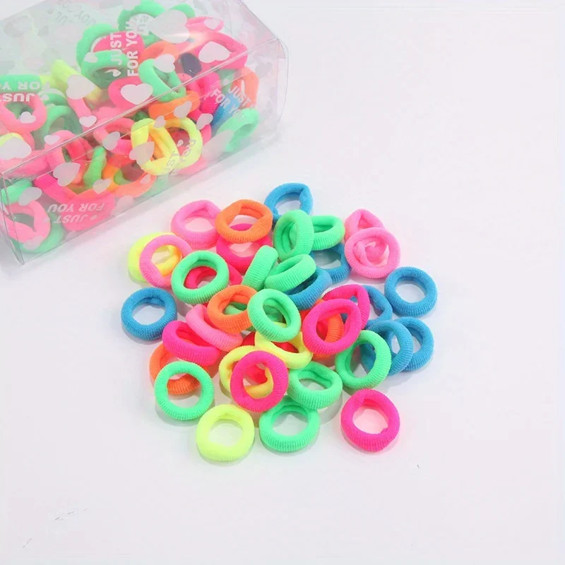 

100 PCS Snag Free Hair Elastics for Children Soft Towel Ring Design Non-Damage Hair Ties for Girls Babies Toddlers Accessories