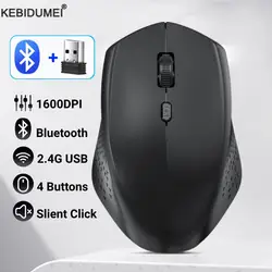 Ergonomic Wireless Bluetooth 5.2 Mouse 1600DPI Rechargeable Mouse for MacBook Tablet Computer Laptop 2.4GHz USB PC Accessories