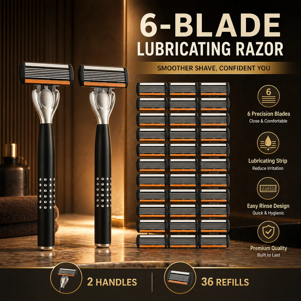 

[Men's Shaving Set] 6-layer blade design for anti slip, sharp shaving, and painless men's essential item