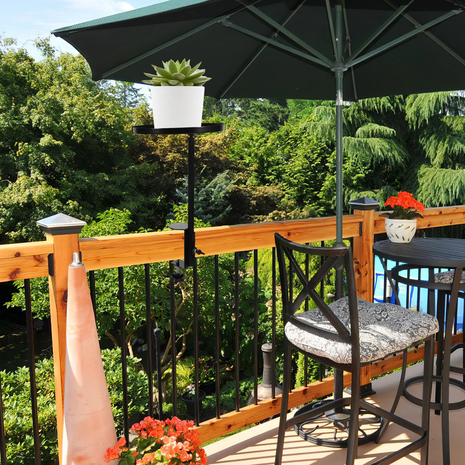 

Регулируемая подставка для растений на подоконник - черная металлическая полка для цветочных горшков для декоративного оформления вертикального сада на окне