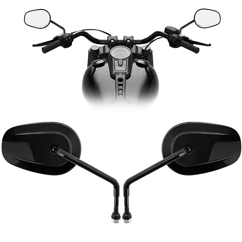 

Боковое зеркало заднего вида 8 мм, ярко-черное для Harley, Yamaha, Honda, Suzuki, Мотоциклетные аксессуары