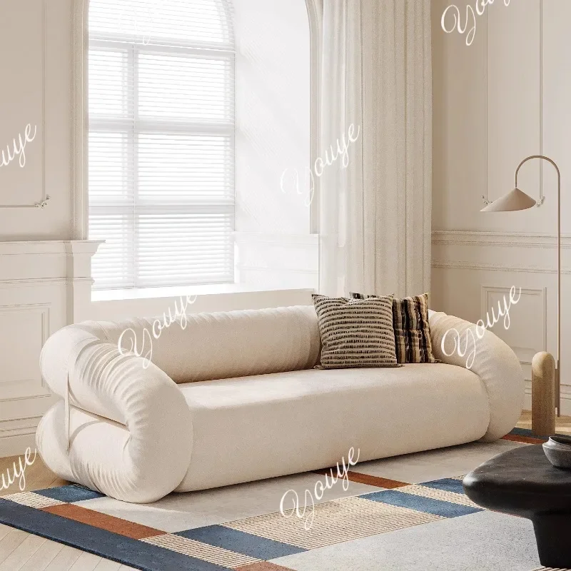 MX Sofa Small Apartment Folding Dual-purpose Internet Celebrity Living Room Cream Wind Cat Claw Leather Can Sleep And Lie Down