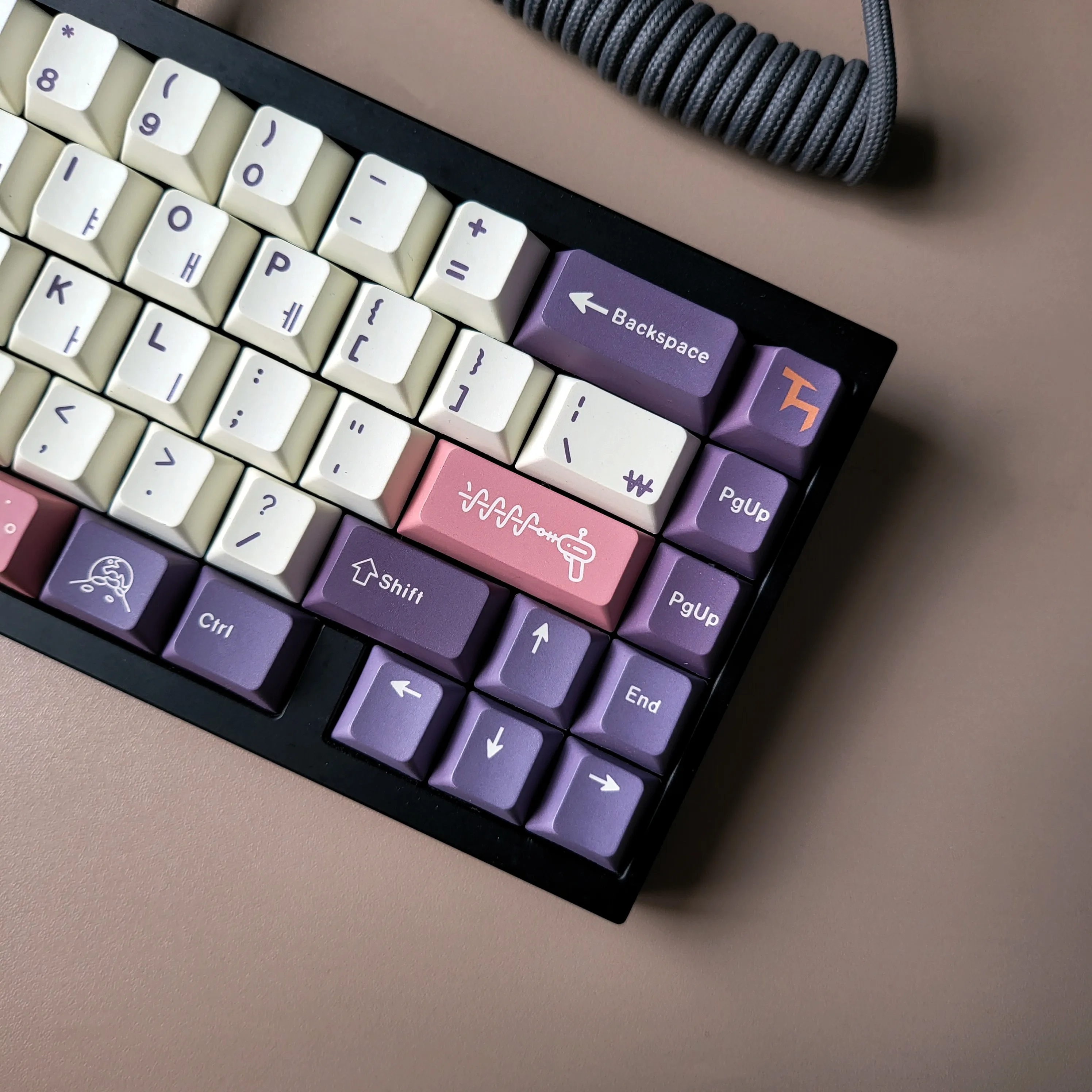 Imagem -06 - Cherry Purple Keycaps Grupo Pbt Alemão Espanhol Árabe Francês Coreano Tailandês Dye-sub Grande Conjunto Switches mx para Wooting Switch 75