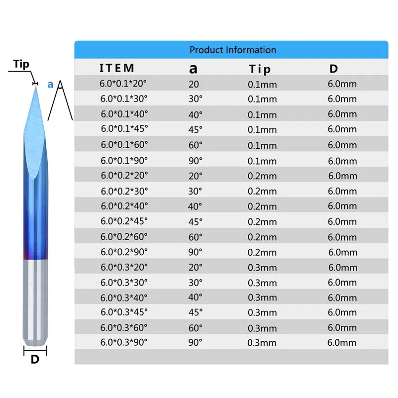 XCAN-brocas de grabado CNC de 6mm, cortador de PCB de 3 bordes, enrutador Triangular recubierto de Nano azul, para madera, Jade, grabado en relieve