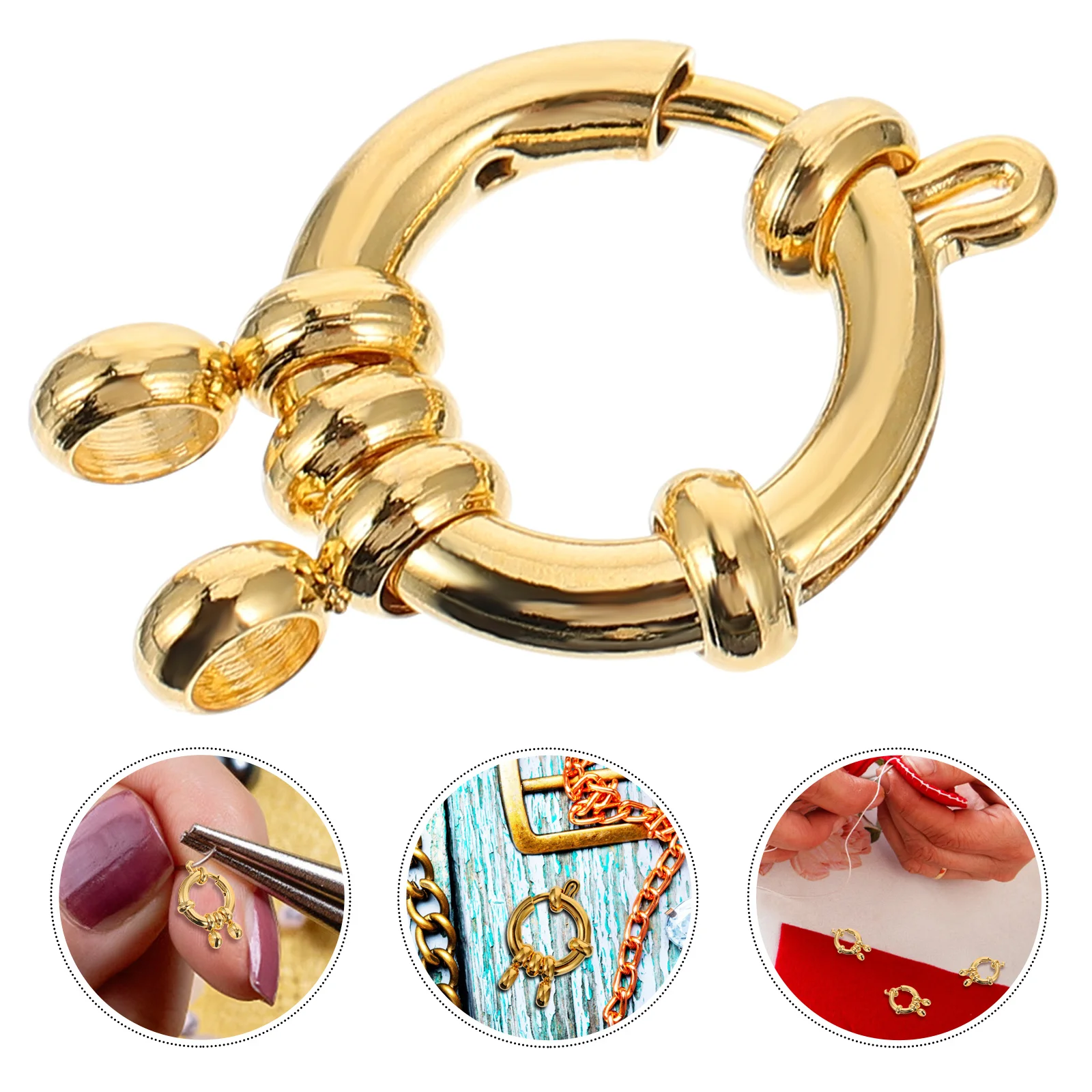 

10Pcs Gold Spring Clasp Stainless Steel Jewelry DIY Bracelet Snap Hooks Durable Craft Accessory Polished Design